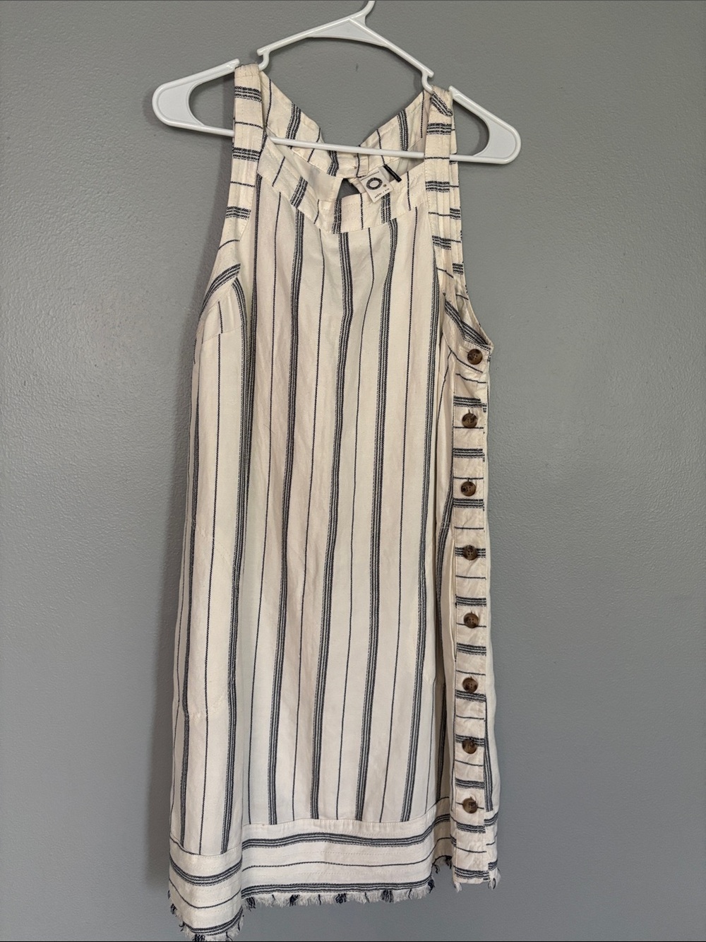 Anthropologie Cream Dress with Navy Stripes